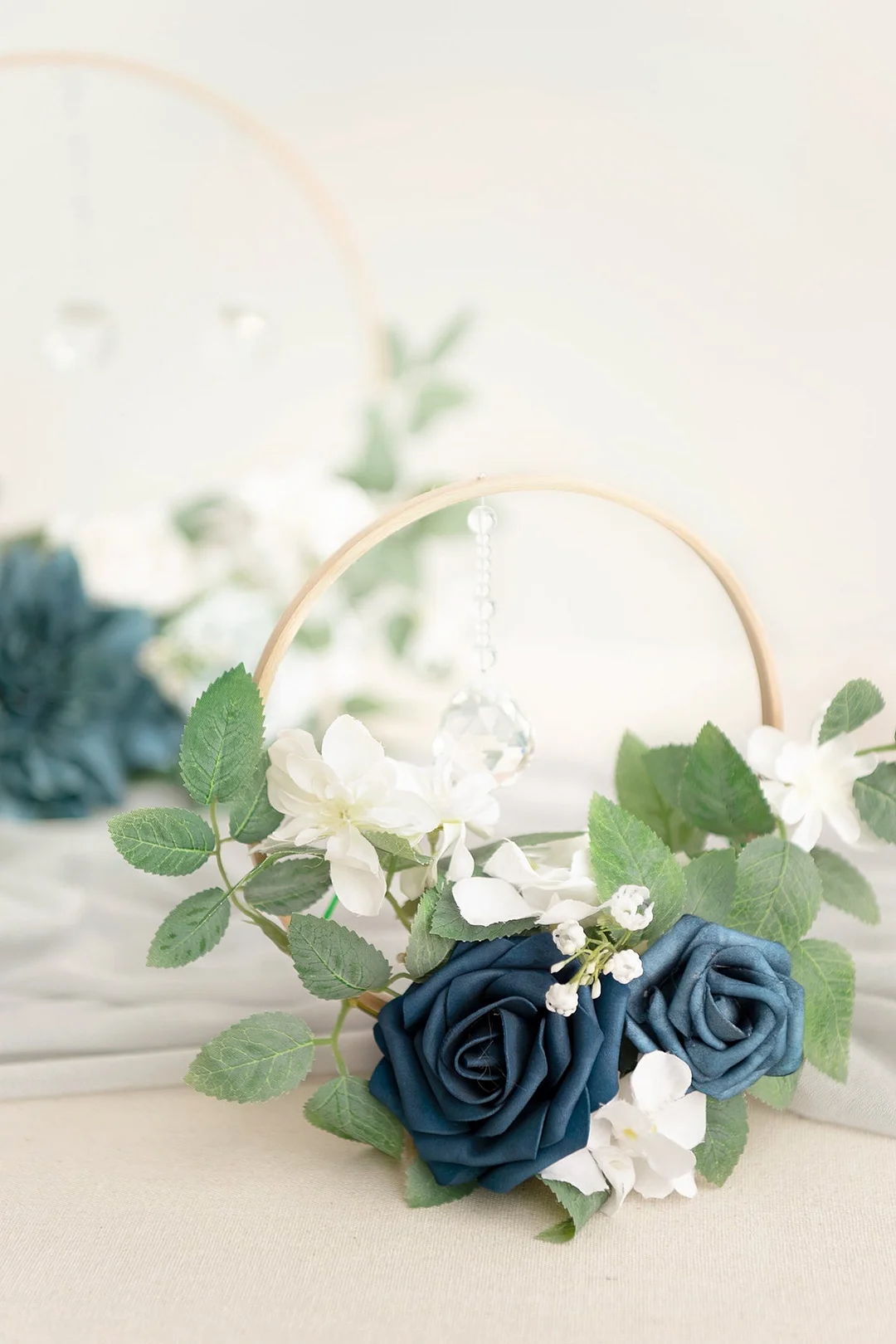 Wreath Hoop Centerpiece Set in Dusty Blue & Navy
