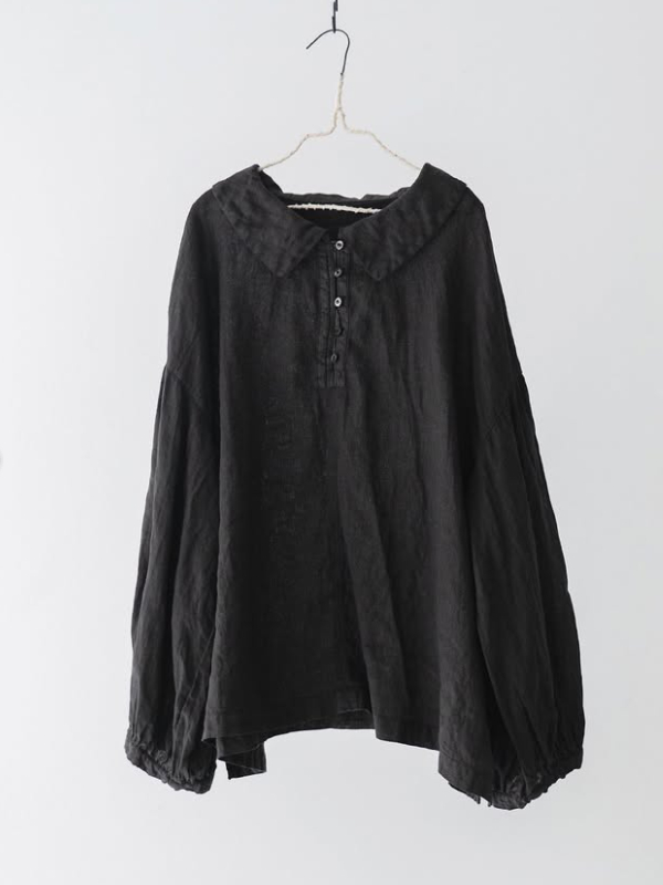 Loose Casual Women's Shirt with Baby Doll Collar tjj Shicloths