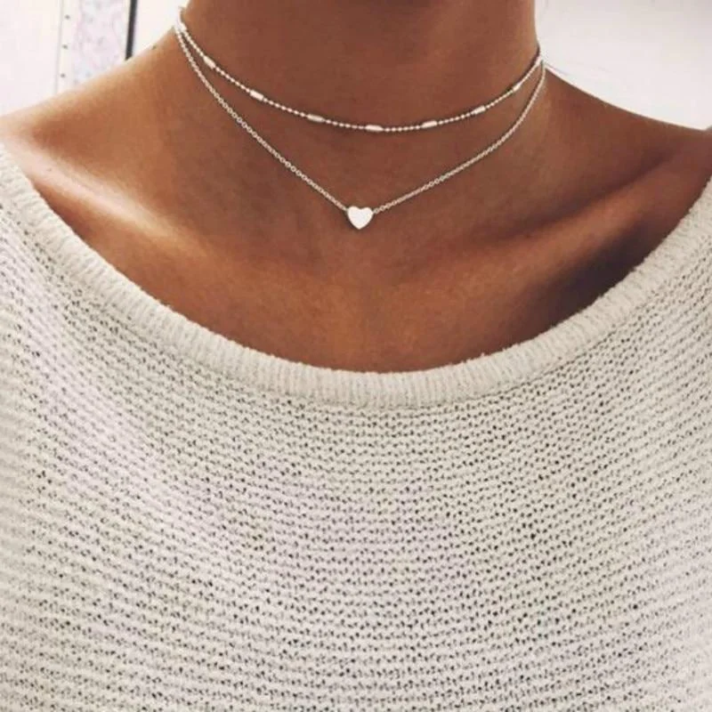 Love Heart Multi Layer Beads Necklace