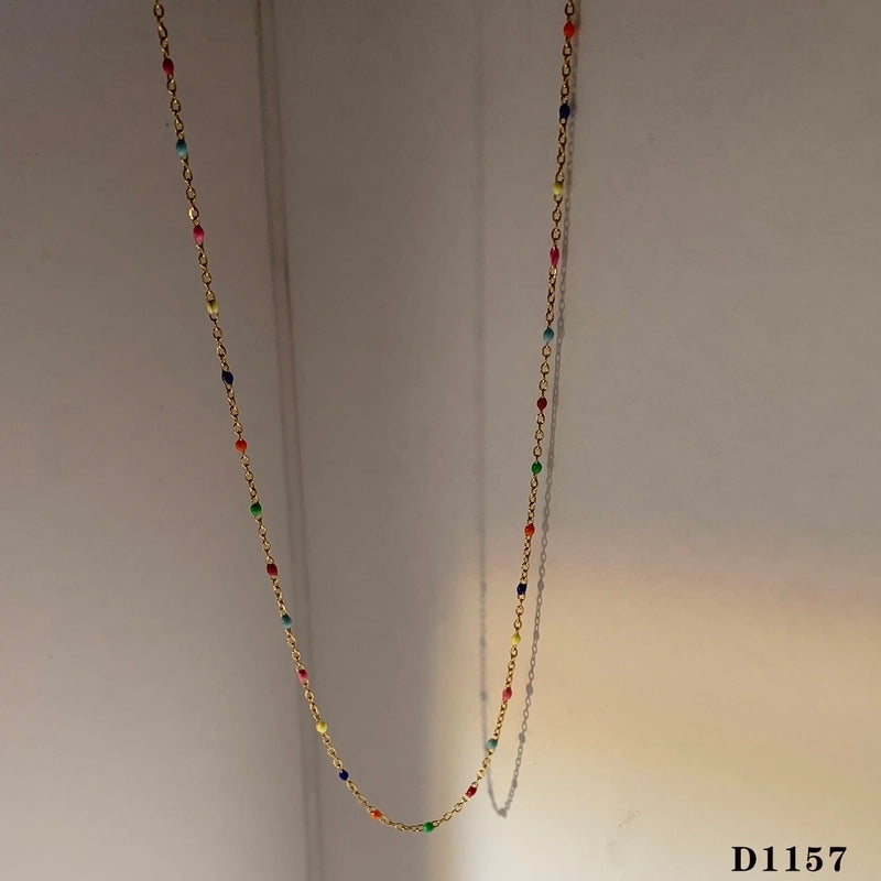Casual Modern Style Color Block 304 Stainless Steel 16K Gold Plated White Gold Plated Gold Plated Enamel Plating Necklace