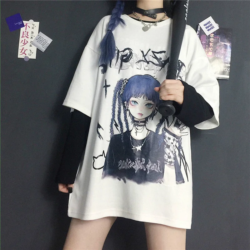 Japanese Style Harajuku Black/White T-shirt SP17804