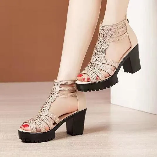 NEW Women Summer Lace Mesh Shoes Fish Mouth High Heel Ladys Platform Sandals Evening Dress Wedding Shoes Femal Zapatos De Mujer