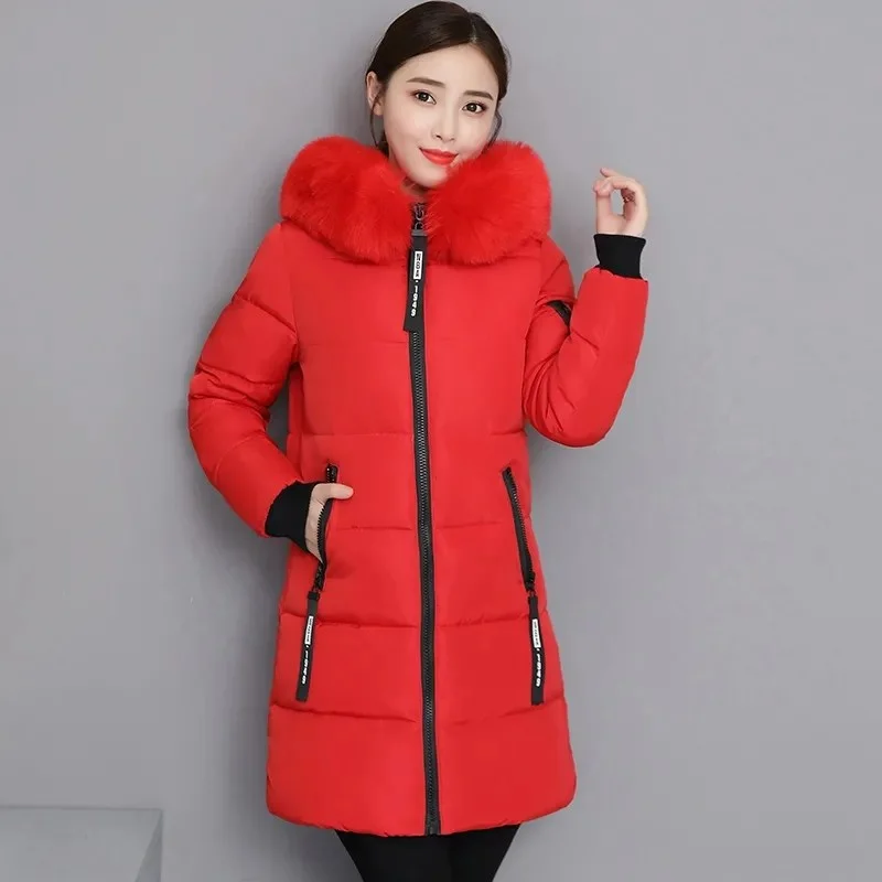 New Parka Women 2021 Winter Jacket Women Coat Hooded Outwear Female Parka Thick Waem Cotton Padded Fur collar Winter Basic Coats