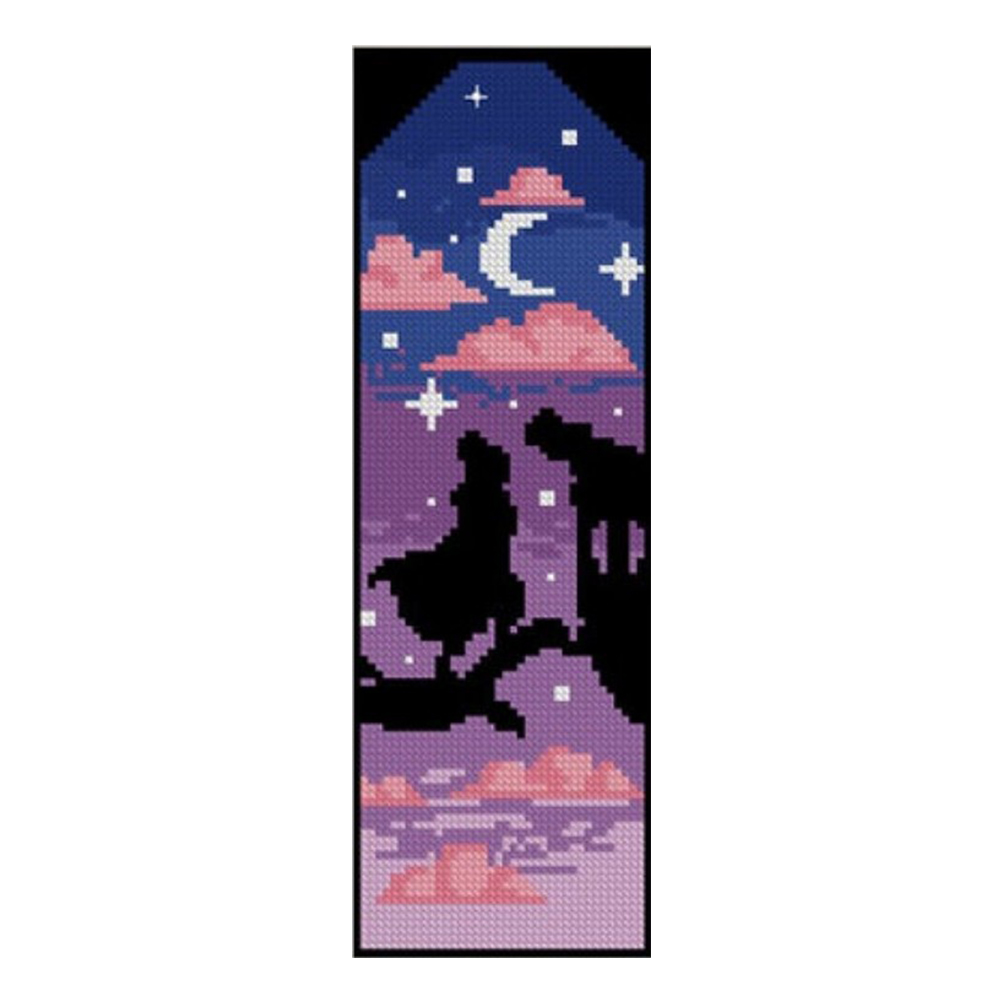 

Cartoon Night View - 12CT Counted Cross Stitch - Double-sided Bookmark, 501 Original