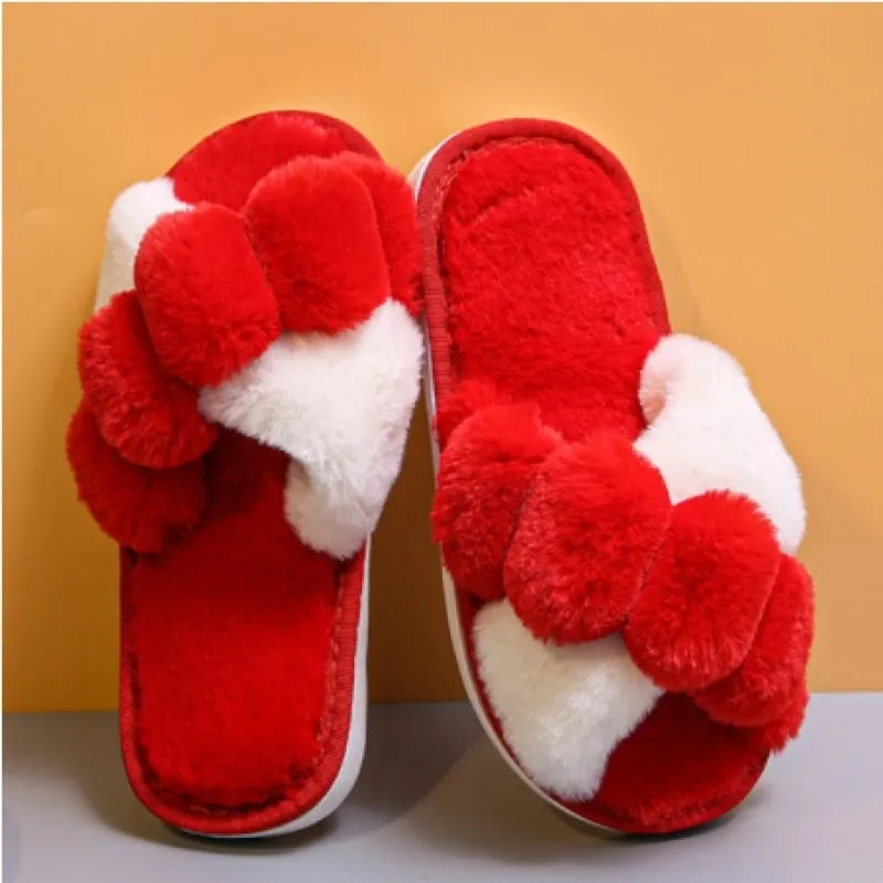 Newest Mixed Colors Fluffy Slippers Autumn Winter Home Slippers Women Furry Fur Slides Outdoor Women's Sandals 2021 Flip Flops