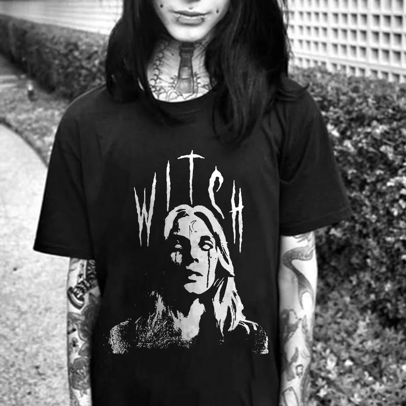 Witch Crying Women Printed Women's T-shirt -  