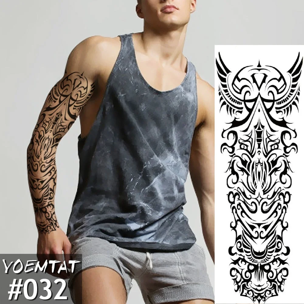 Large Arm Sleeve Tattoo Sketch Lion Tiger Waterproof Temporary Tatoo Sticker Wild Fierce Animal Men Full Bird Totem Tatto