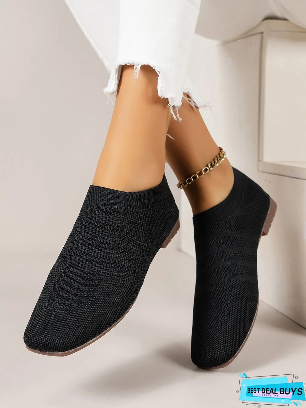 Breathable Mesh Fabric Soft Sole Lace-up Decor Flat Shoes