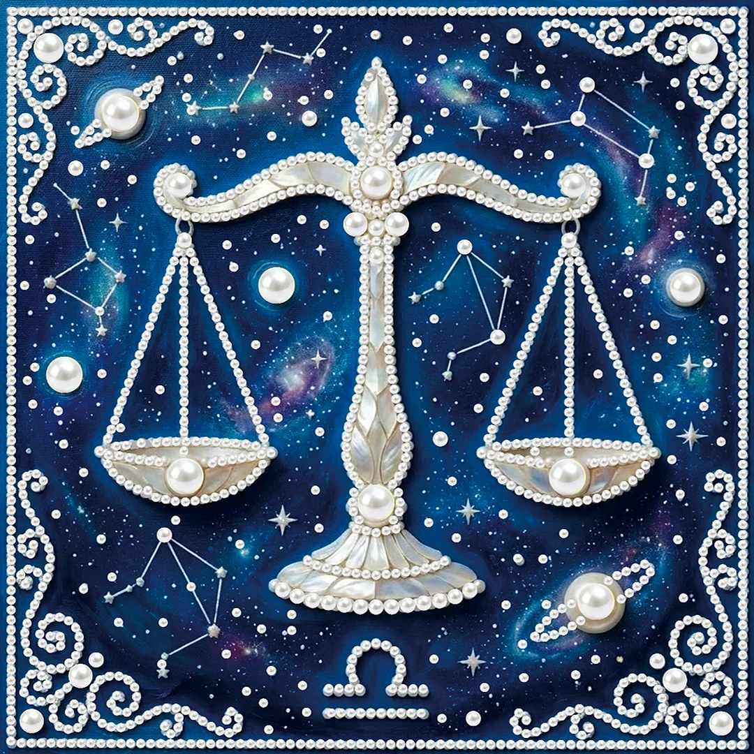 Libra - DIY Pearl Diamond Art Kit With Frame 25*25cm