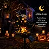 Solar Powered Halloween Witch Broom Stake Resin Light for Outdoor Decor