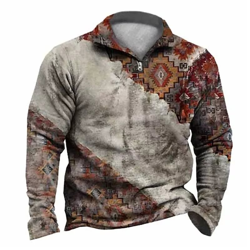 Men's Color Block Graphic Prints Half Zipper Casual Sweatshirts