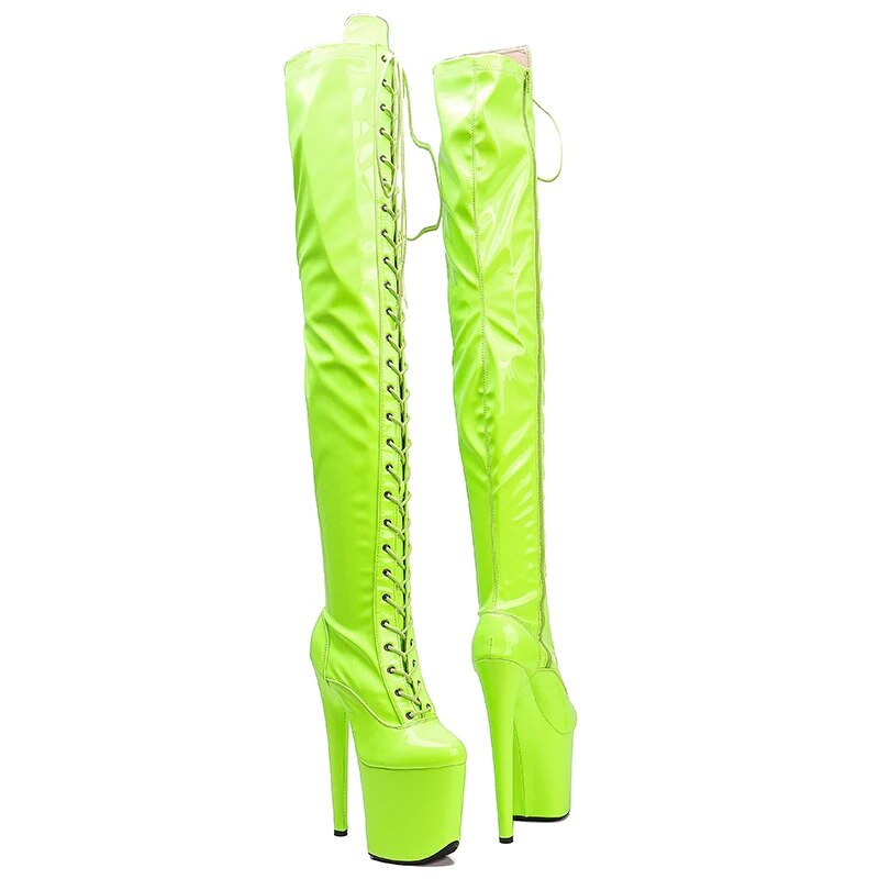 TAAFO 20CM/8inches Patent Upper Lady High Heel Platform Pole Dance Boots