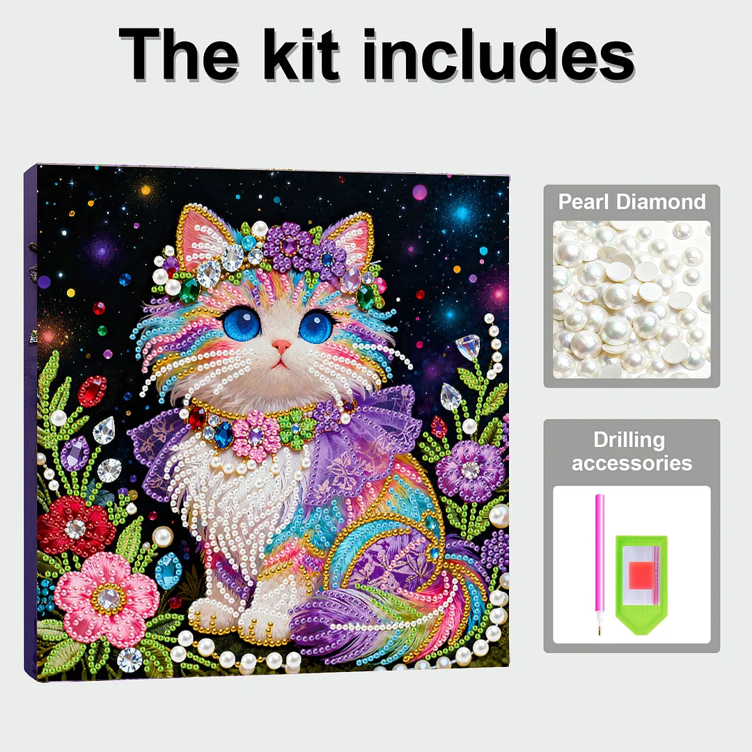 Cat Art Diamond Painting Kit for Adults Home Decor 25x25cm With Frame