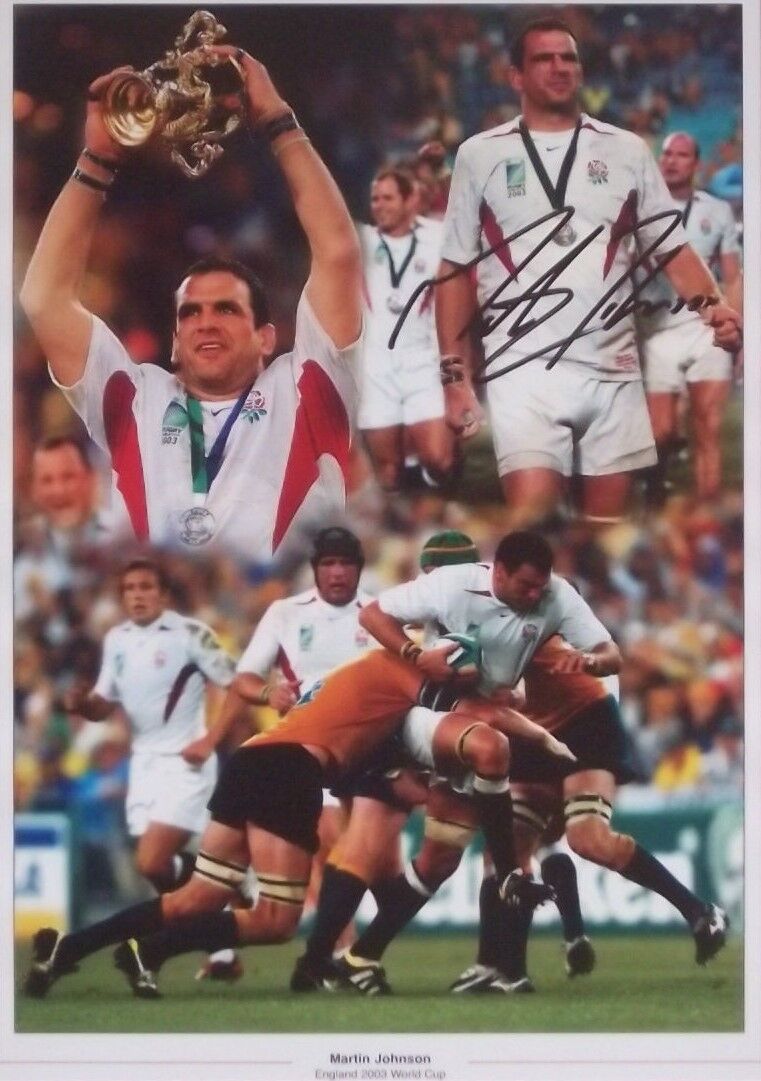 MARTIN JOHNSON Signed Photo Poster paintinggraph - England Rugby Union 2003 World Cup - Preprint