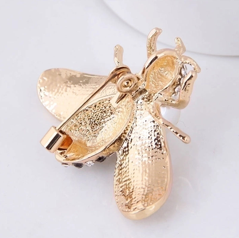 Fashion Bee Alloy Inlay Artificial Pearls Rhinestones Women’s Brooches