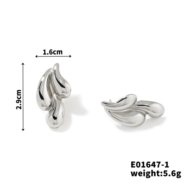 1 Pair Elegant Streetwear Water Droplets Three-dimensional 304 Stainless Steel K Gold Plated Rhodium Plated Ear Studs