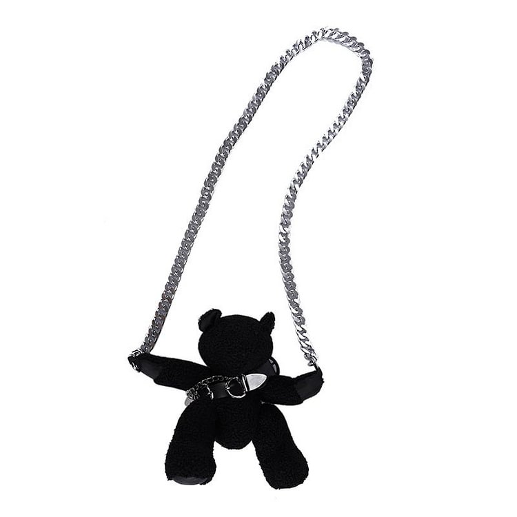 Black Bear Chain Crossbody Bag - Modakawa