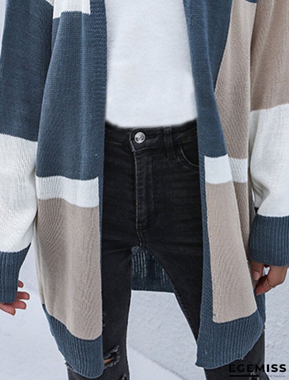Casual Loose Color Matching Long-Sleeved Cardigan | EGEMISS