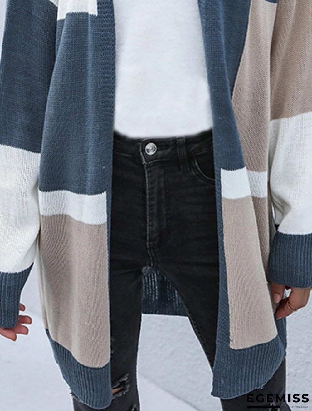 Casual Loose Color Matching Long-Sleeved Cardigan | EGEMISS
