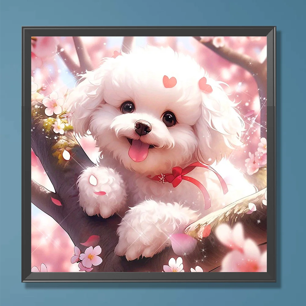 Diamond Painting - Full Round Drill - Flower Dog(Canvas|30*30cm)