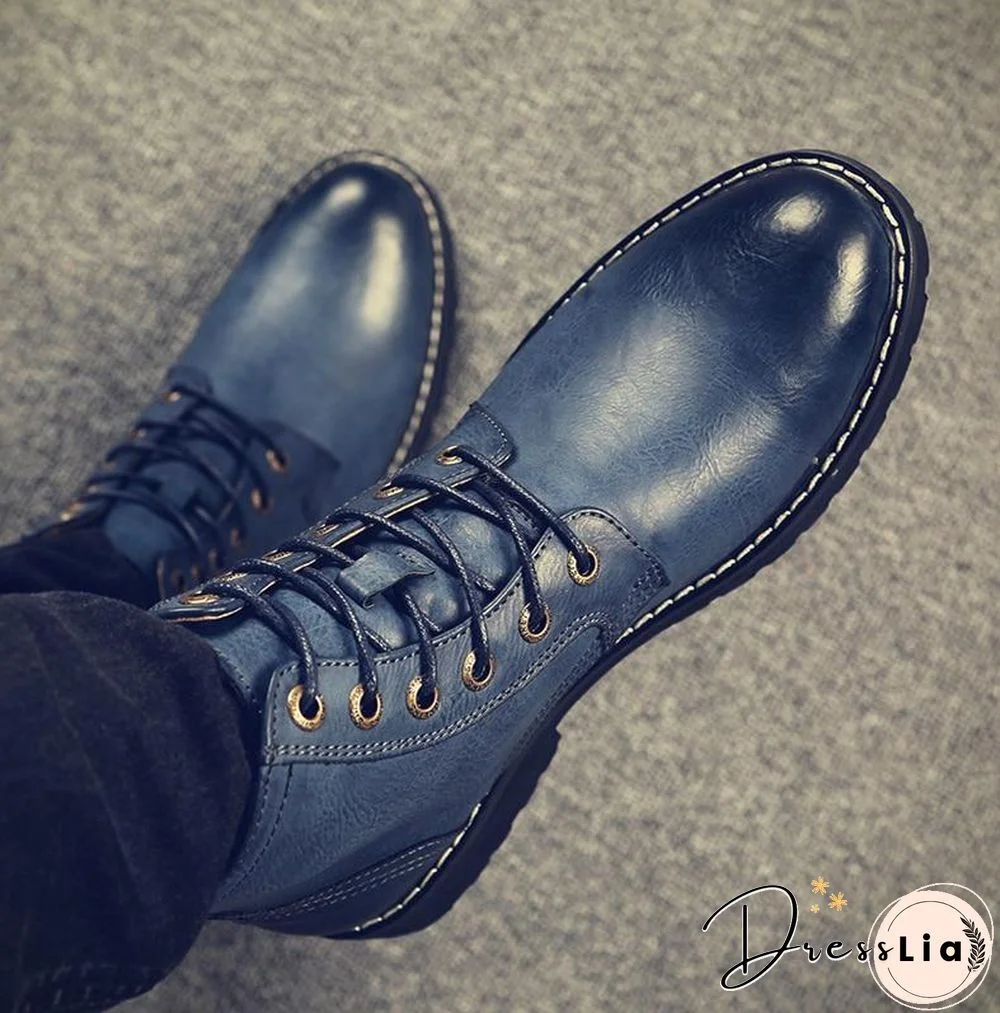 Men Genuine Leather Winter Snow Fashion Boots Pointed Toe Mid-Calf Boots For Men Ankle Non-slip Shoes