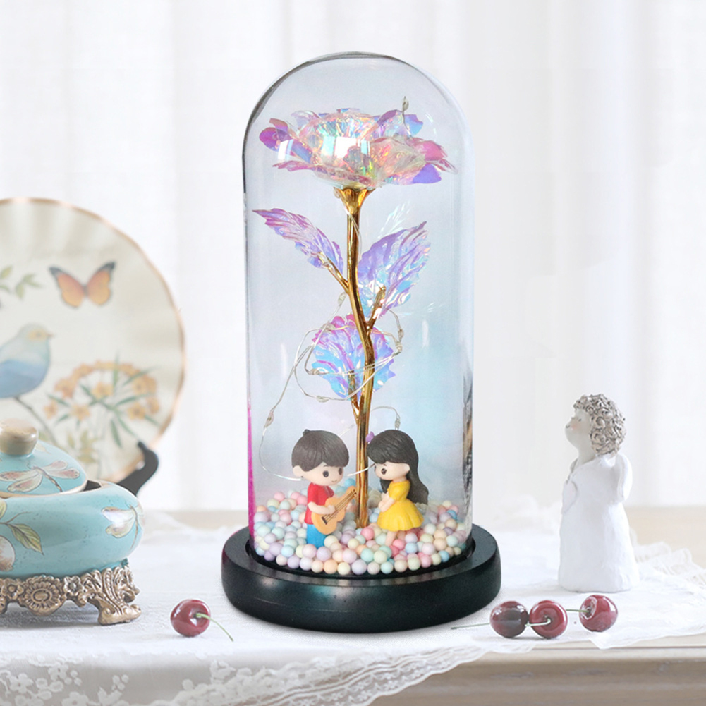 

LED Foil Rose Glass Dome Fairy String Night Light for Valentine Day Wedding, 501 Original
