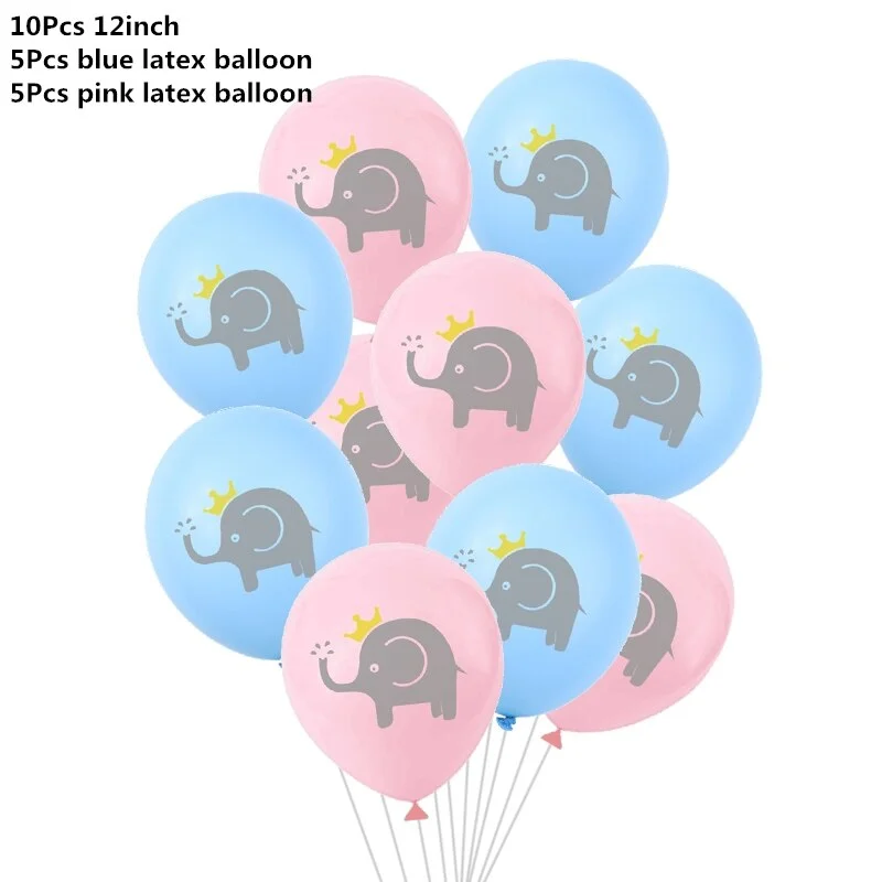 10Pcs 12inch Cartoon Latex Balloons Children Birthday Party Decoration Blue Pink Elephant Baby Shower Balloons Decorations Favor