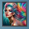 Bunte Meerjungfrau - runder Bohrer Diamantmalerei - 50*50cm
