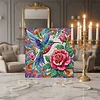 Framed Diamond Painting - Special Shaped - Rose Flowers and Hummingbird(25x25cm)