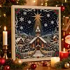 (20x20cm)Xmas Snow Town DIY Pearl Painting Art With Inner Wooden Framed Kit