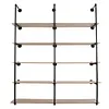 [US Local Warehouse] Industrial Pipe Shelf 5 Tier 72 Inch Industrial Wall Shelves with Solid Wood Plank Pipe Shelving Wall Mounted for Kitchen and Bar Shelving