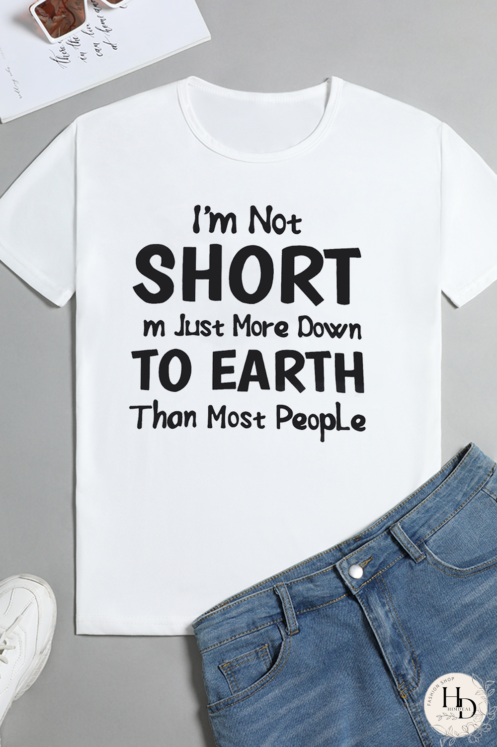 White Fashion Street Print Split Joint Letter O Neck T-Shirts