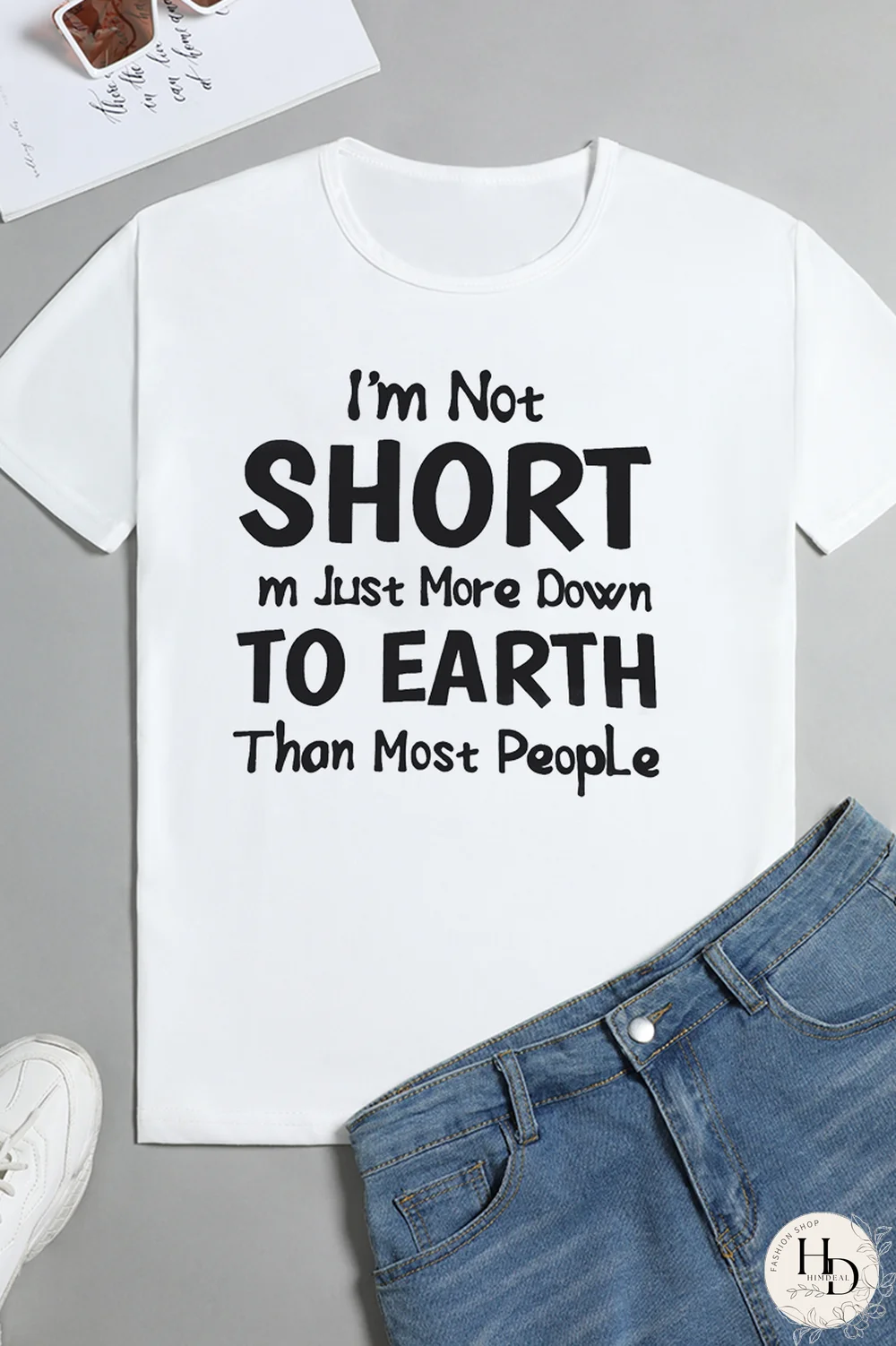 White Fashion Street Print Split Joint Letter O Neck T-Shirts