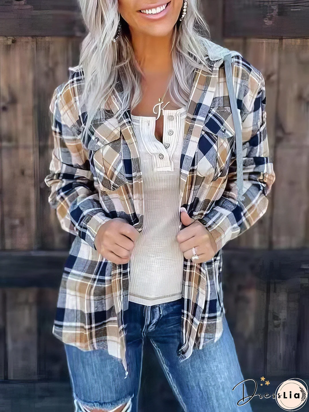 Blue and Brown Plaid Shirt