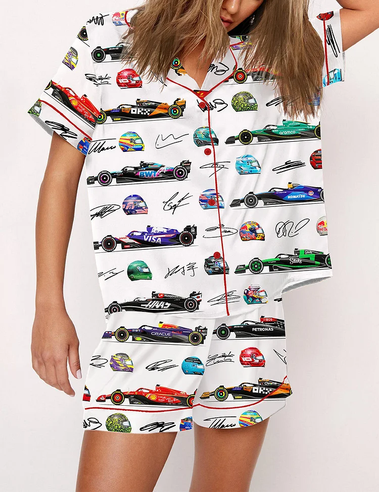 Women's Formula 1 World Championship Helmets Drivers and Cars Pajama Set