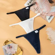 Akayes Women Sexy Panties Screw Thread Cotton Thongs Female Thin Belt G-strings Underwear Soft Breathable T-back Solid Lingerie