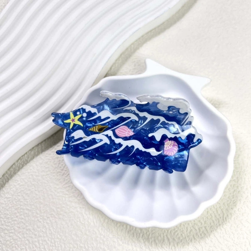 Women’s Cute Artistic Tortoise Sea Wave Acetic Acid Sheets Hair Claws