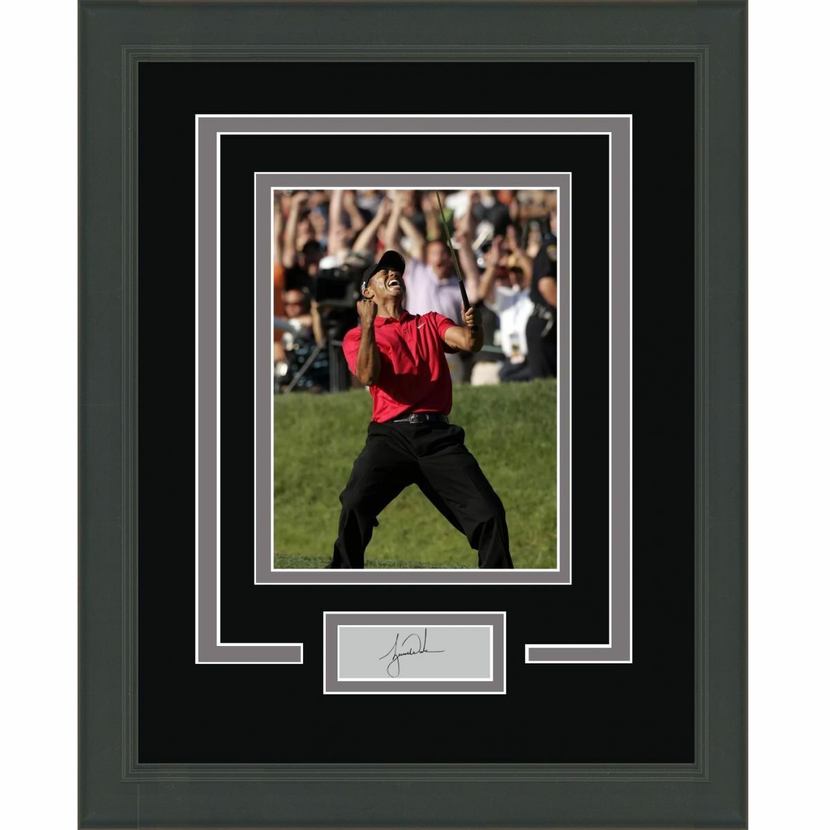 Framed Tiger Woods Facsimile Laser Engraved Signature Auto 14x17 Golf Photo Poster painting