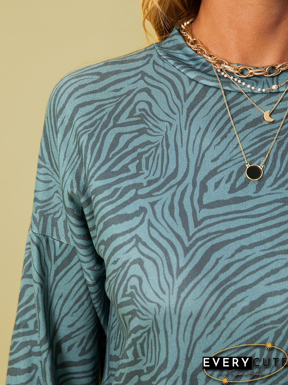 long sleeve shift zebra Tops