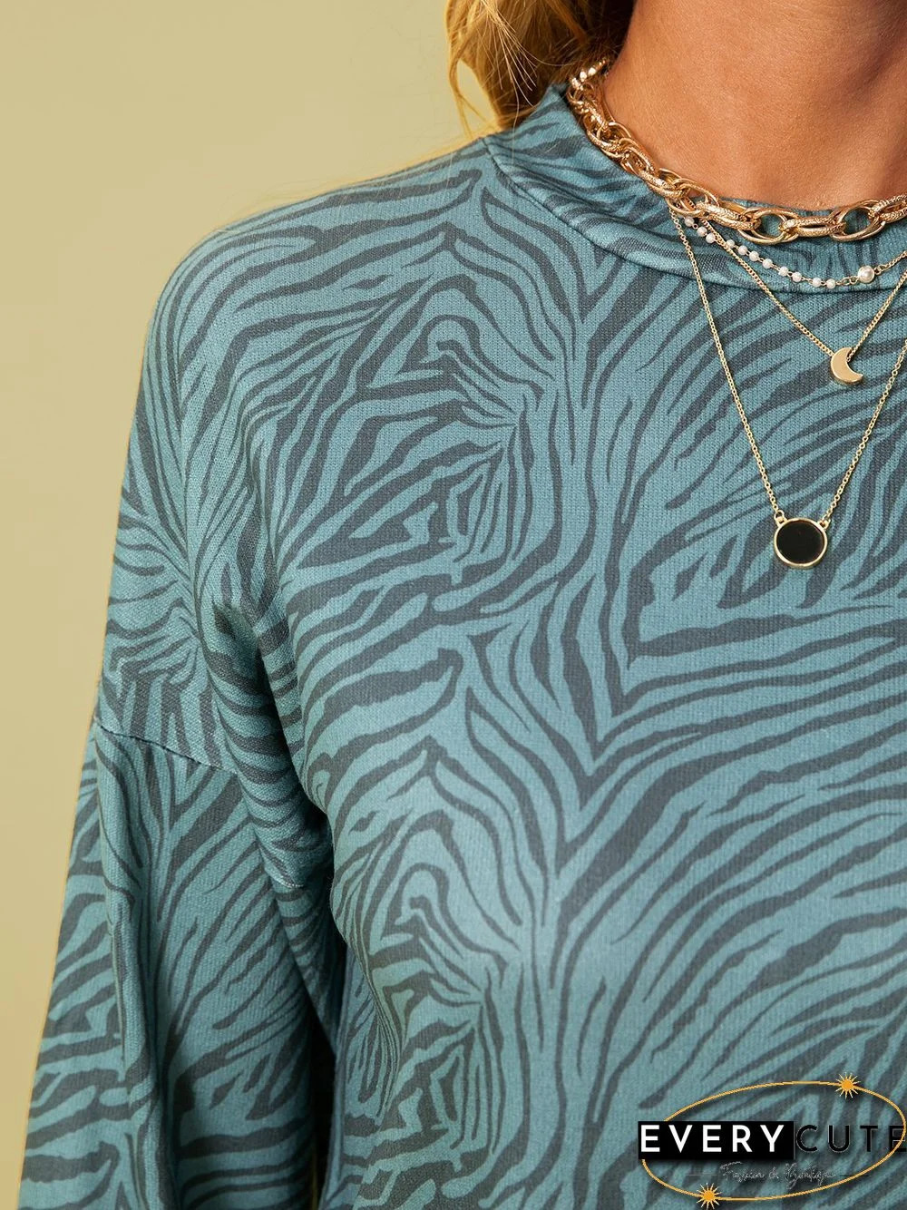 long sleeve shift zebra Tops