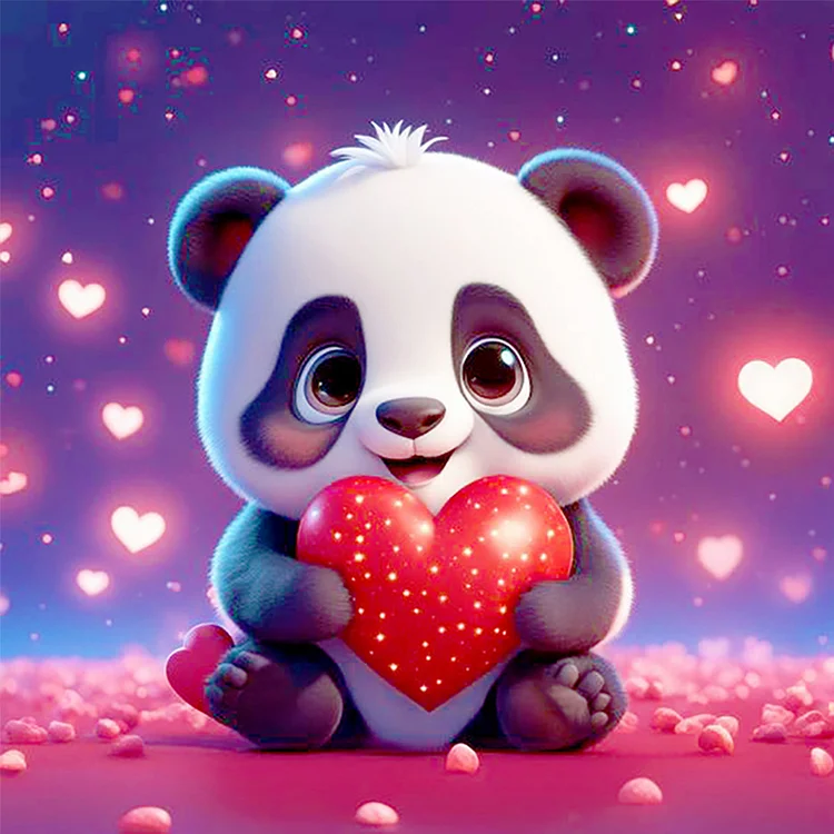 Full Round Diamond Painting - Love Cute Panda 30*30CM