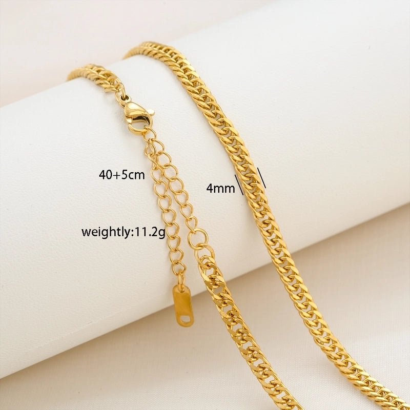 Basic Minimalist Solid Color 304 Stainless Steel 18K Gold Plated Necklace