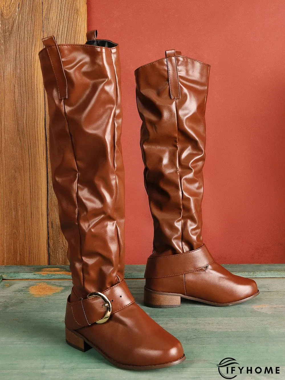 Flat Heel Leather Boots | IFYHOME