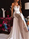 Elegant Bandeau Polka-Dot See-Through Backless White Wedding Maxi Dress