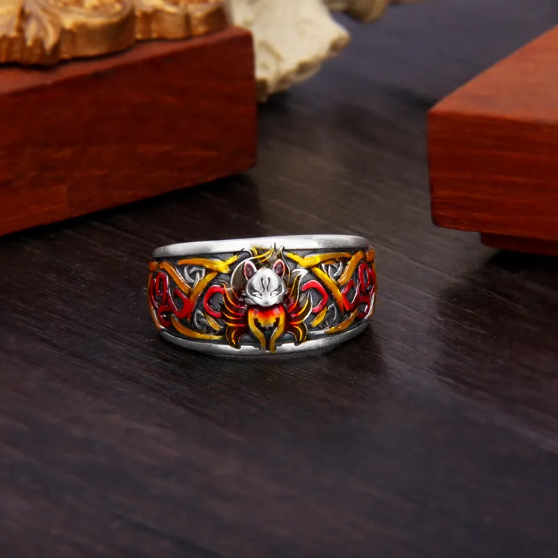 Nine Tailed Fox 999 Sterling Silver Success Protection Ring