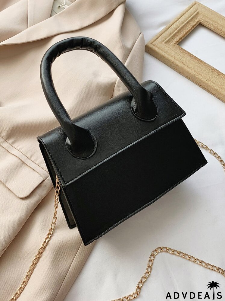 Flap Trapezoid Satchel Bag