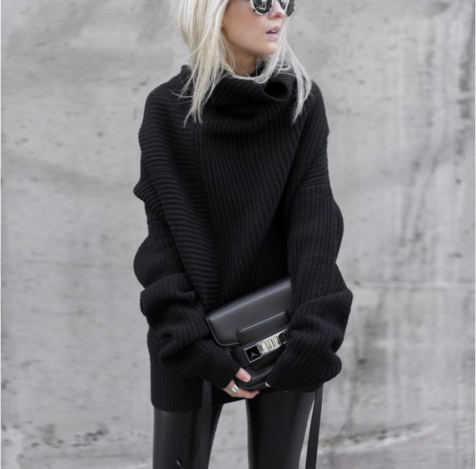 Knitted Autumn And Winter High Neck Loose Sweater