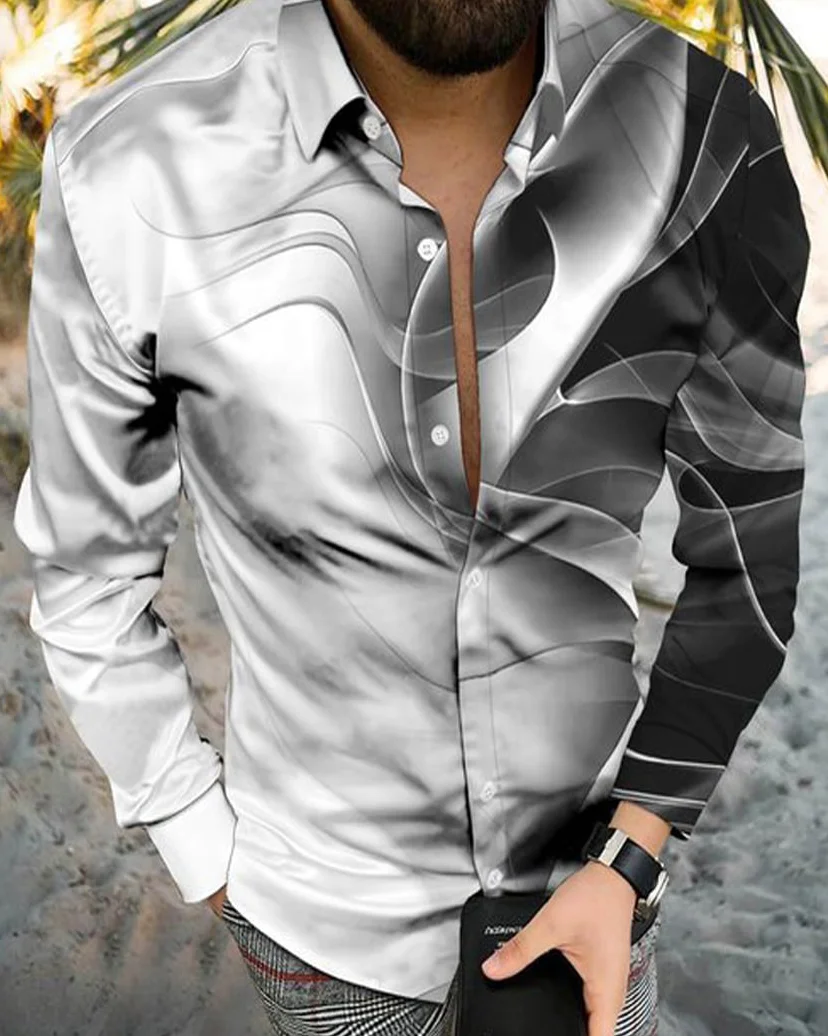 Suitmens Men's Geometric Phantom Long Sleeve Shirt 031