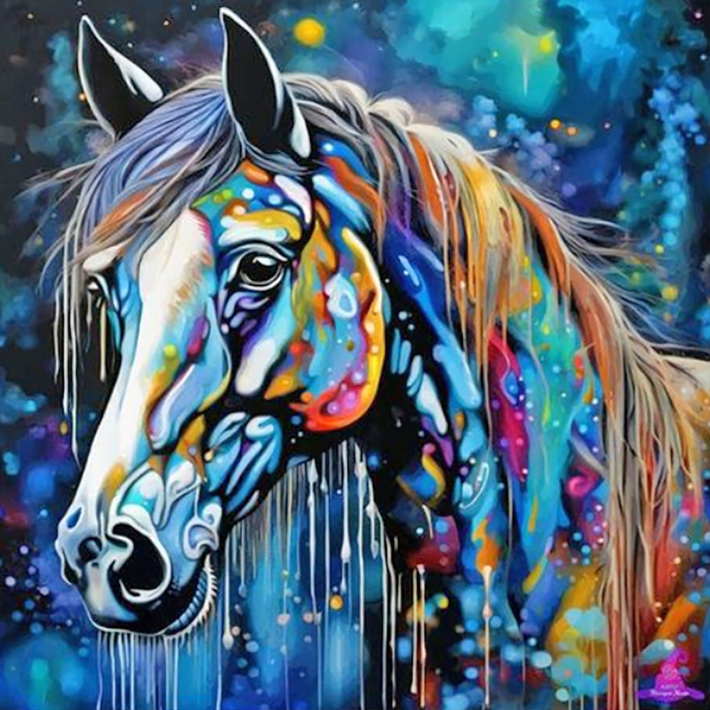 Horse 40*40CM (Canvas) Full Round Drill Diamond Painting gbfke