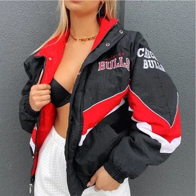 Women's Winter New Printed Casual Loose Long Sleeve Windbreaker Jacket Trend Hooded Jacket Fashion